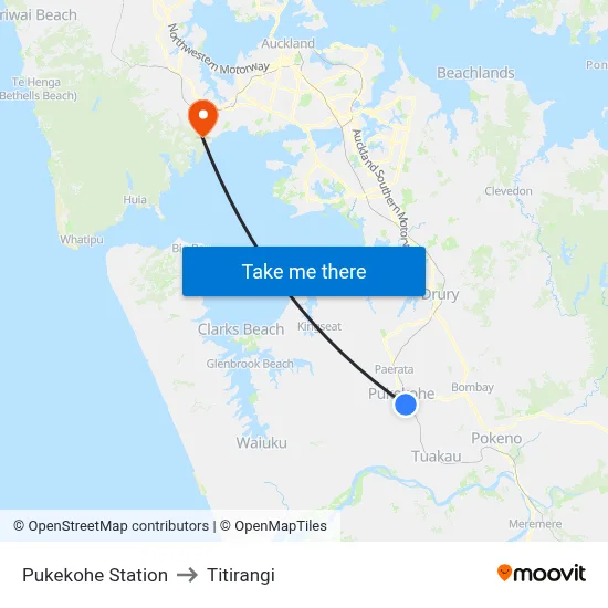 Pukekohe Station to Titirangi map