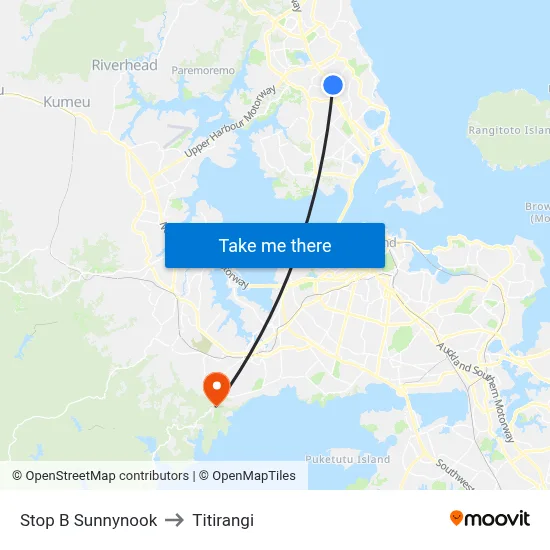 Stop B Sunnynook to Titirangi map