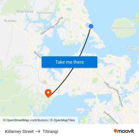 Killarney Street to Titirangi map