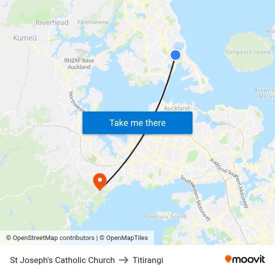 St Joseph's Catholic Church to Titirangi map