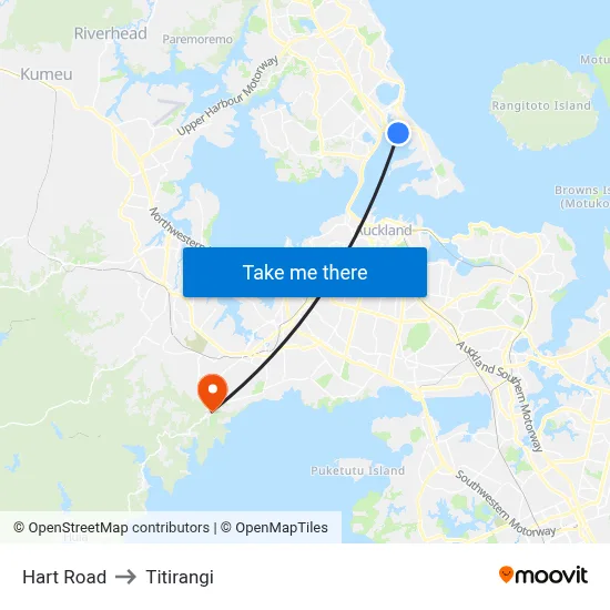 Hart Road to Titirangi map