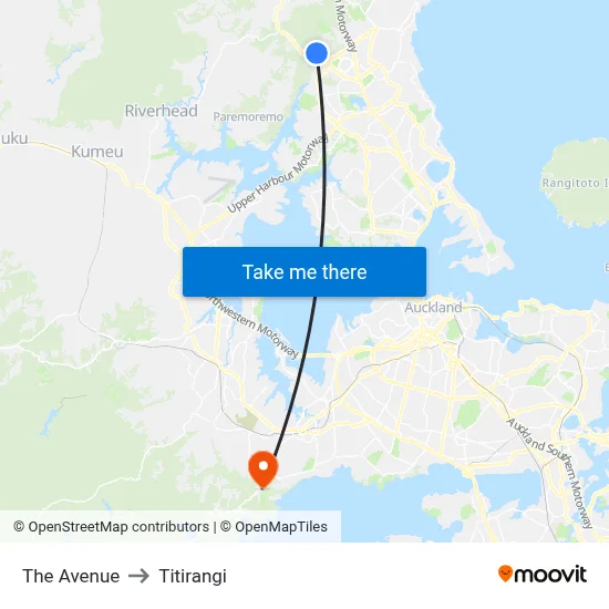 The Avenue to Titirangi map