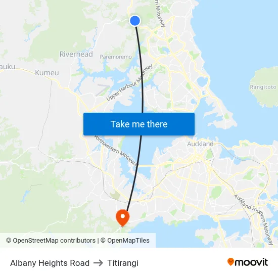Albany Heights Road to Titirangi map