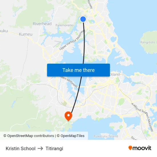 Kristin School to Titirangi map