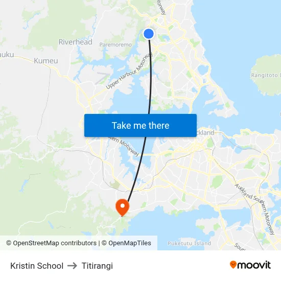 Kristin School to Titirangi map