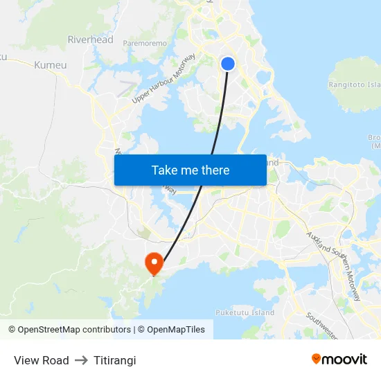 View Road to Titirangi map