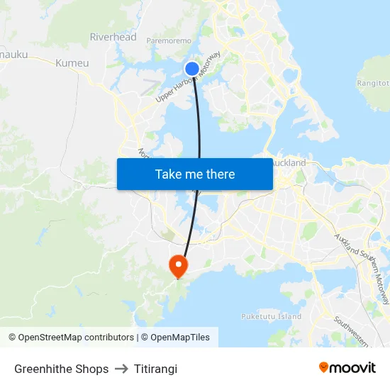 Greenhithe Shops to Titirangi map