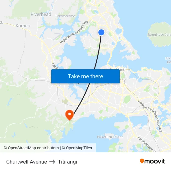Chartwell Avenue to Titirangi map