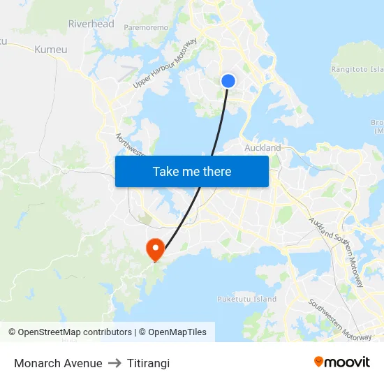Monarch Avenue to Titirangi map
