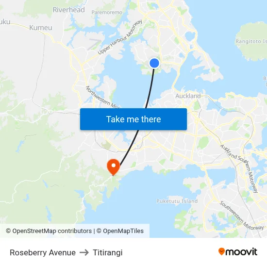 Roseberry Avenue to Titirangi map