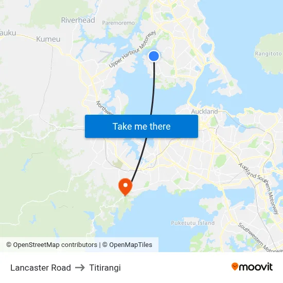 Lancaster Road to Titirangi map