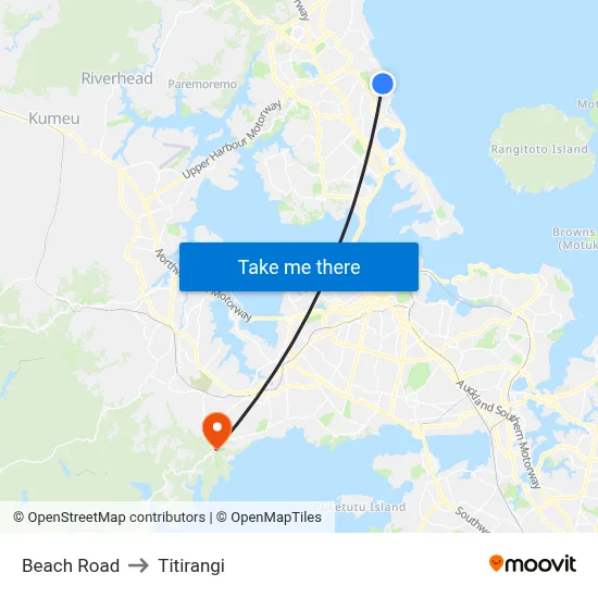 Beach Road to Titirangi map