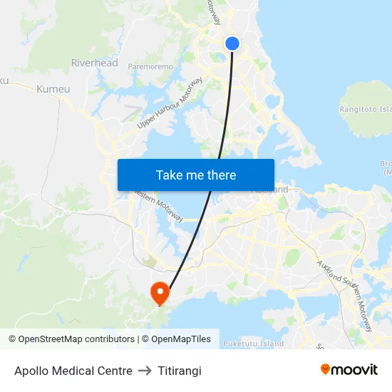 Apollo Medical Centre to Titirangi map