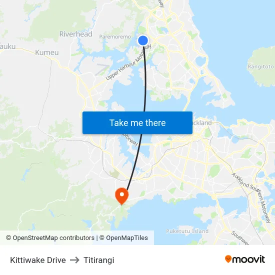 Kittiwake Drive to Titirangi map