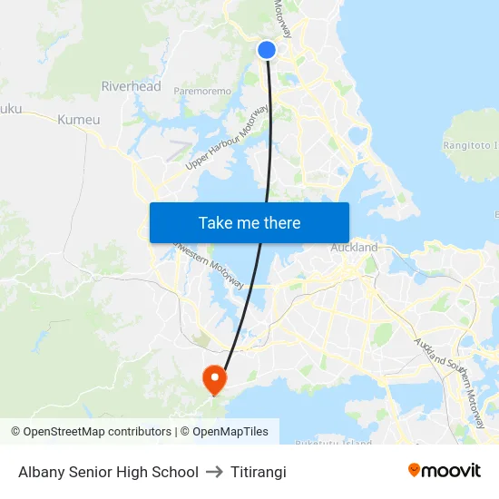 Albany Senior High School to Titirangi map