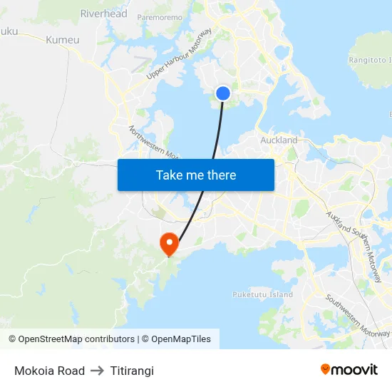 Mokoia Road to Titirangi map