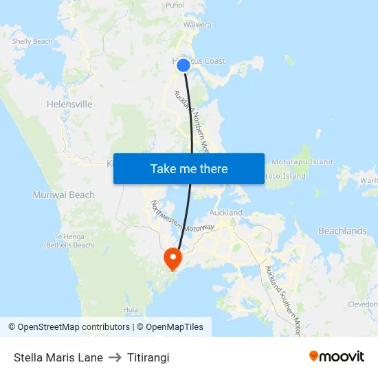 Stella Maris Lane to Titirangi map