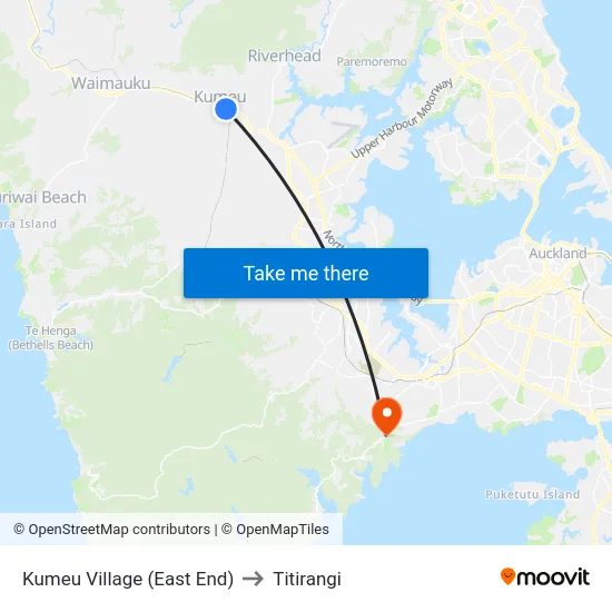 Kumeu Village (East End) to Titirangi map