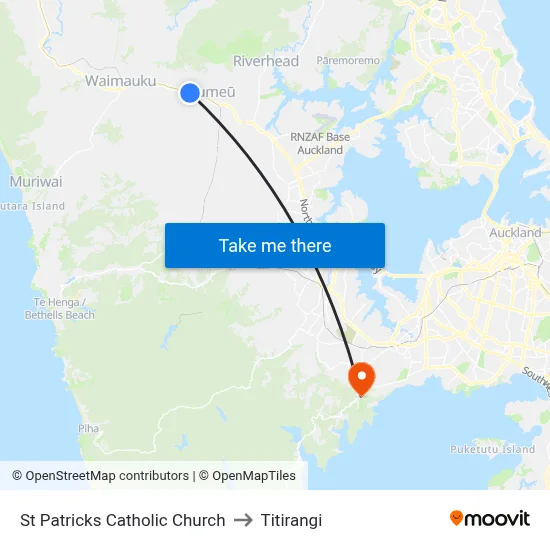 St Patricks Catholic Church to Titirangi map
