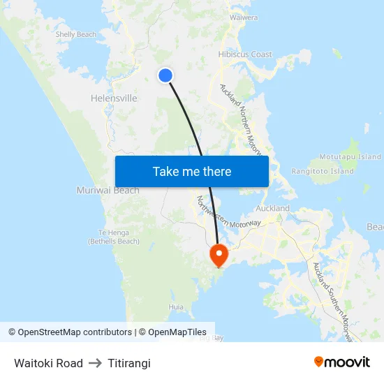 Waitoki Road to Titirangi map