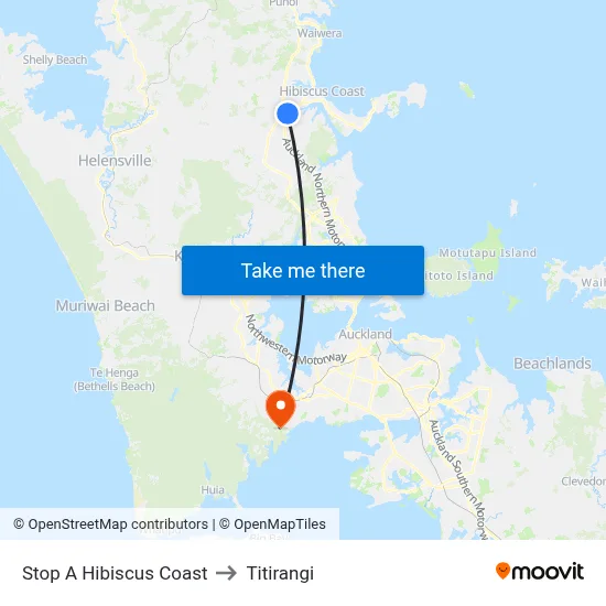 Stop A Hibiscus Coast to Titirangi map