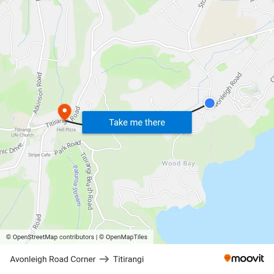 Avonleigh Road Corner to Titirangi map