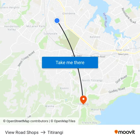 View Road Shops to Titirangi map