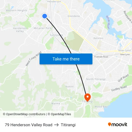 79 Henderson Valley Road to Titirangi map