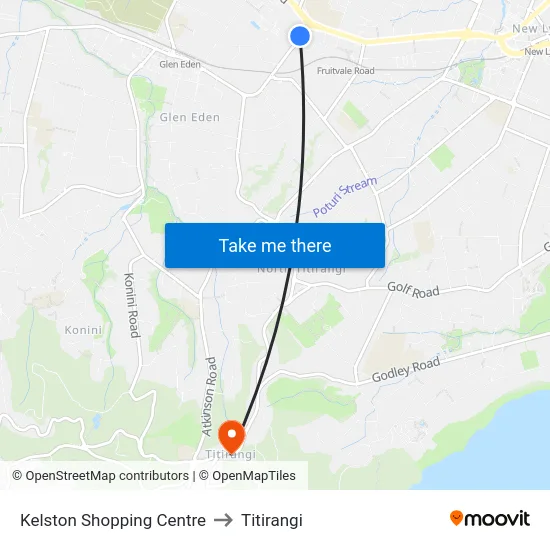 Kelston Shopping Centre to Titirangi map