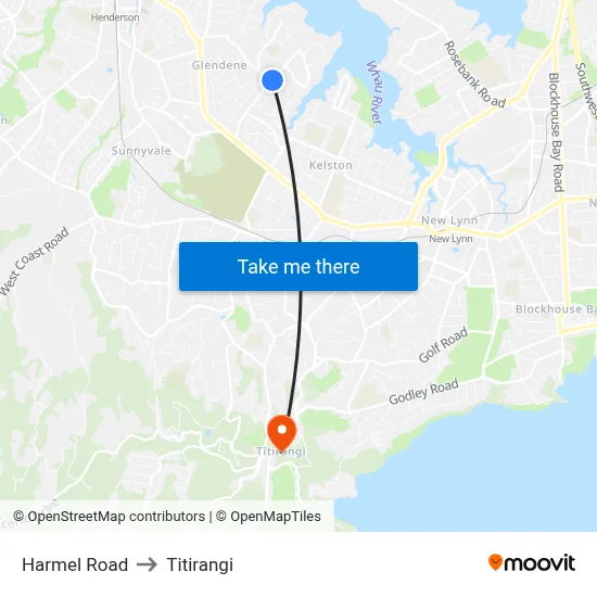 Harmel Road to Titirangi map