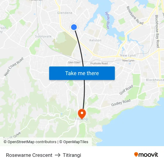 Rosewarne Crescent to Titirangi map
