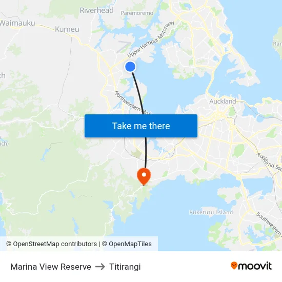 Marina View Reserve to Titirangi map