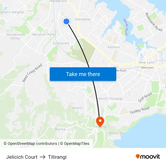 Jelicich Court to Titirangi map