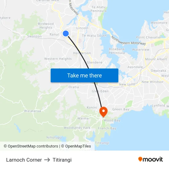Larnoch Corner to Titirangi map
