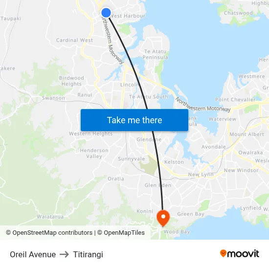 Oreil Avenue to Titirangi map