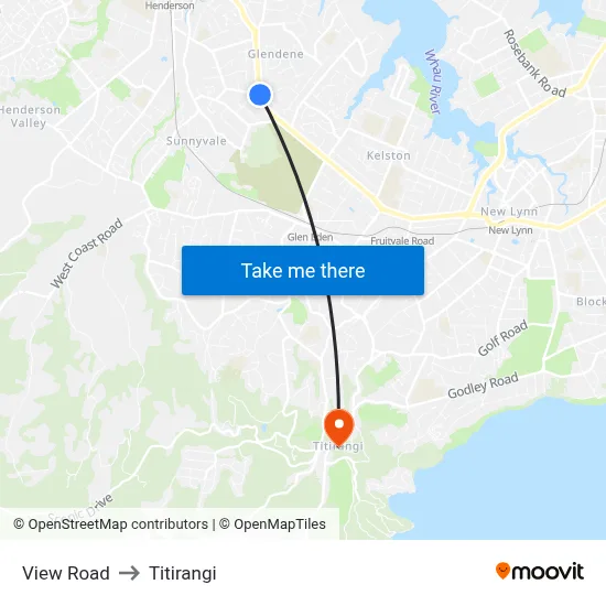 View Road to Titirangi map