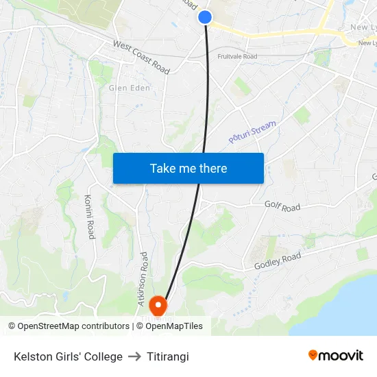 Kelston Girls' College to Titirangi map