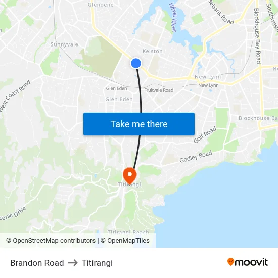 Brandon Road to Titirangi map