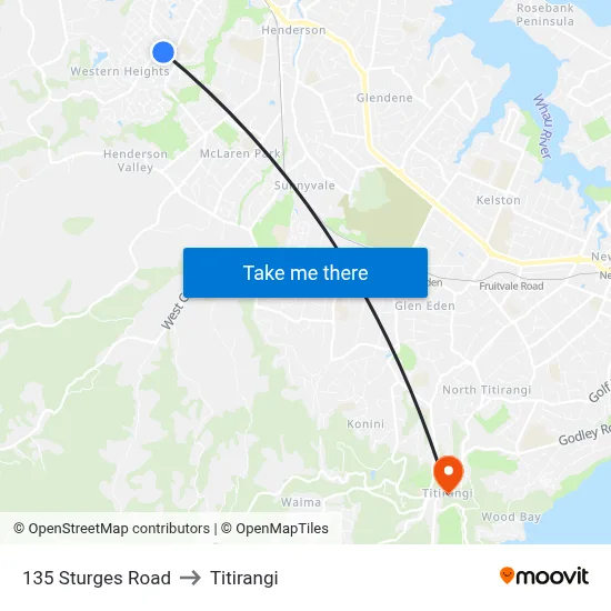 135 Sturges Road to Titirangi map