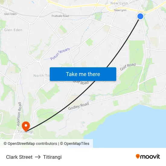 Clark Street to Titirangi map