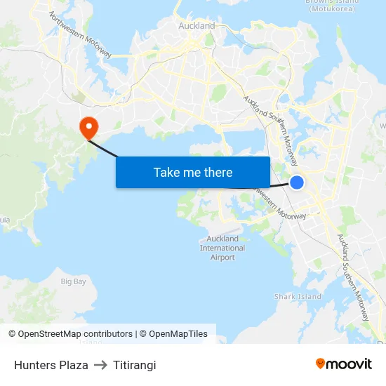 Hunters Plaza to Titirangi map