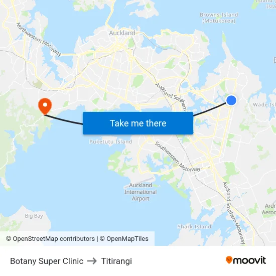 Botany Super Clinic to Titirangi map