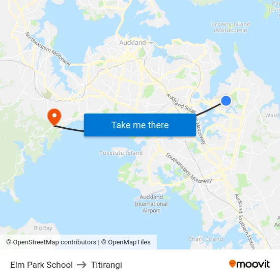 Elm Park School to Titirangi map