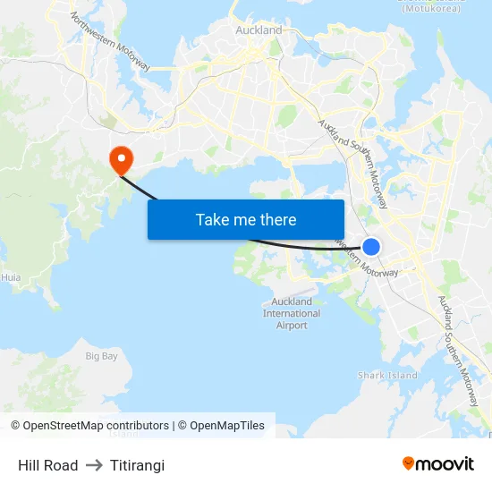 Hill Road to Titirangi map