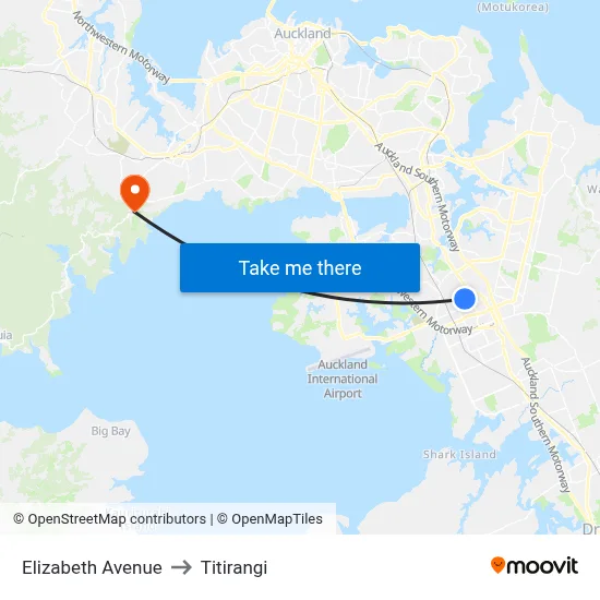 Elizabeth Avenue to Titirangi map