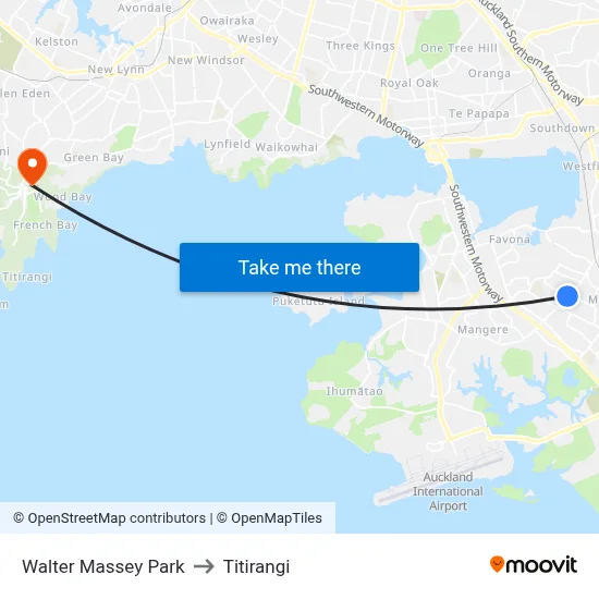 Walter Massey Park to Titirangi map