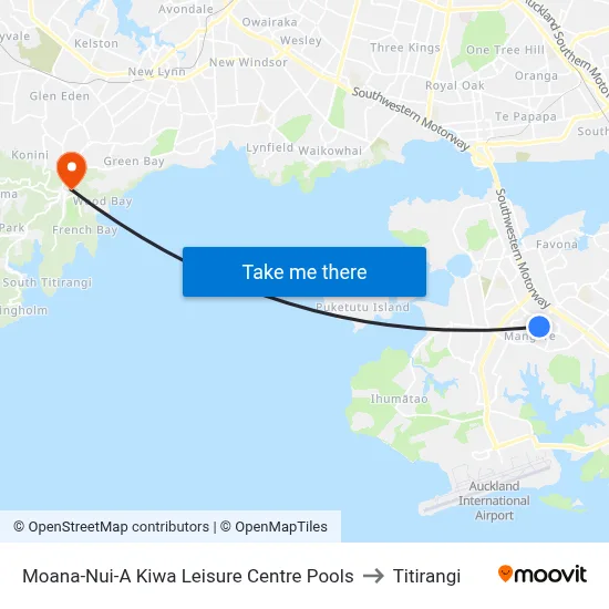 Moana-Nui-A Kiwa Leisure Centre Pools to Titirangi map