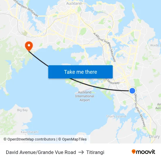 David Avenue/Grande Vue Road to Titirangi map
