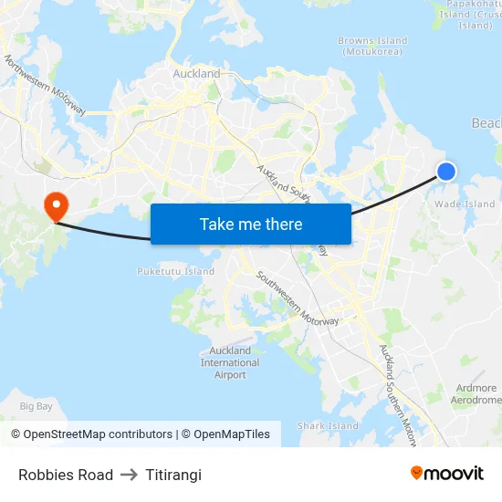 Robbies Road to Titirangi map