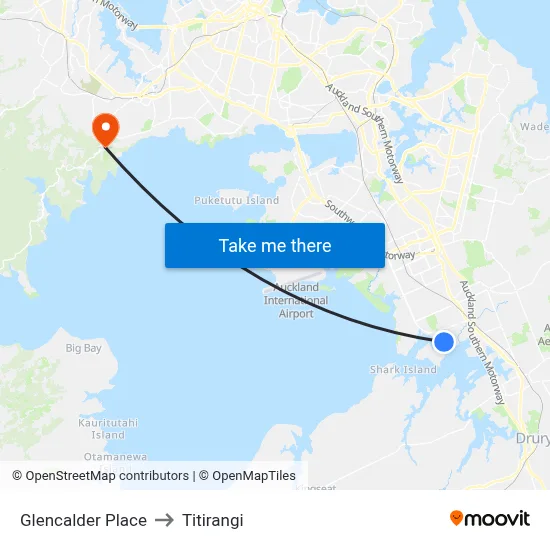 Glencalder Place to Titirangi map
